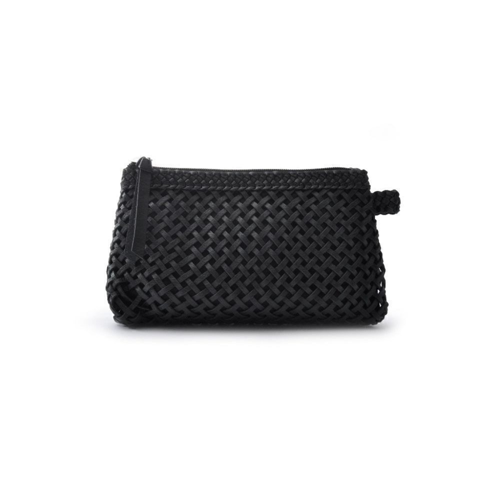 Ceannis Sweden Cosmetic Bag Sweet Woven Brown Leather Clutch Wristlet Bag